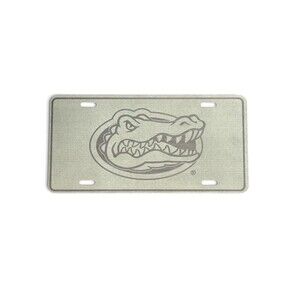 University of Florida Gators Head Logo Silver on Silver Metal Tag License Plate